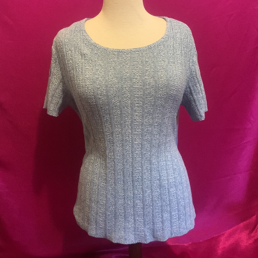 Penman blue short sleeve sweater size L, like new . Ribbed design. Super comfort